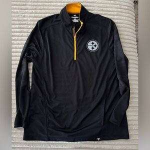 Fanatics Men's Black and Yellow Quarter-Zip Jacket Pittsburgh Steelers